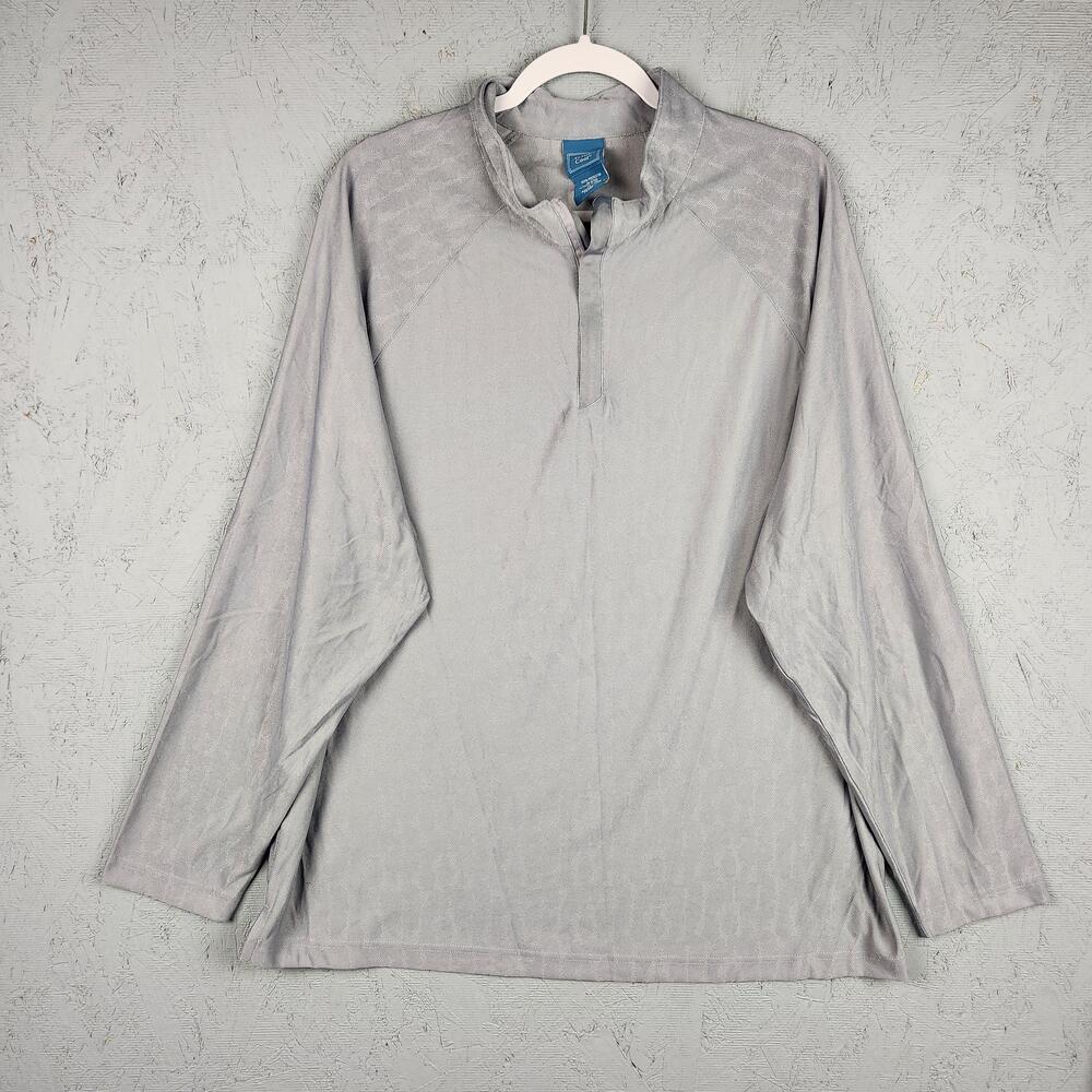 Vintage TropiCool Shirt Mens XL Gray 1/4 Zip Long Sleeve Pullover Vented Beach